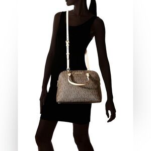 MICHAEL Michael Kors Womens Cindy Large Dome Satchel Brown